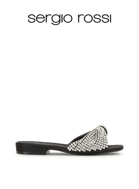 Sergio Rossi/SR女鞋EVANGELIE系列钻饰平底凉鞋拖鞋
