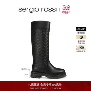 Sergio Rossi/SR MERMAID 3D系列 鞋王美人鱼压纹平底鱼纹长筒靴