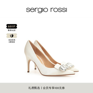 Sergio Rossi/SR女鞋 SR1 BRIDAL系列水晶方扣优雅高跟鞋