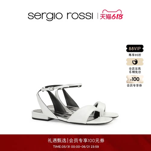 Sergio Rossi/SR女鞋SR SPONGY系列方头平底凉鞋