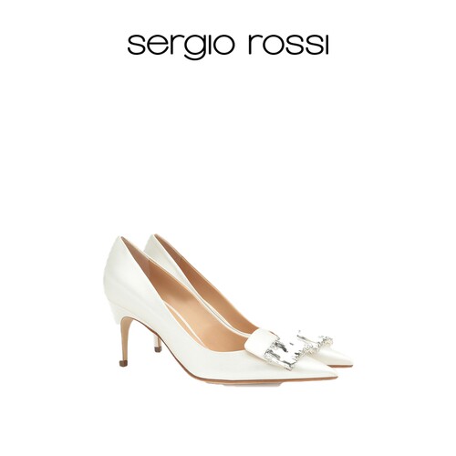 【经典款】Sergio Rossi/SR女鞋SR1BRIDAL系列钻扣细高跟鞋婚鞋FP