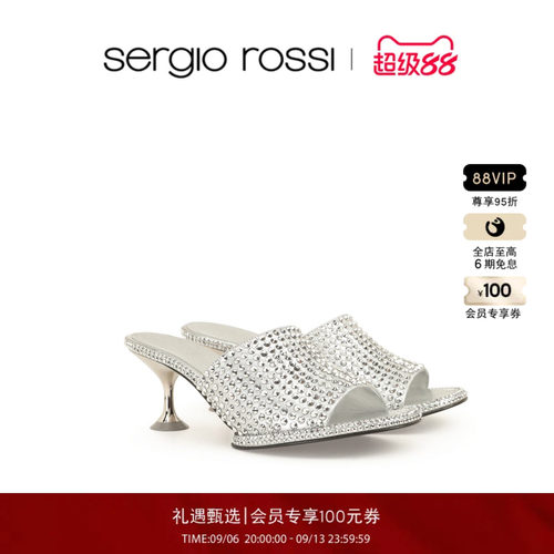 Sergio Rossi/SR女鞋 ORB系列圆头缀饰休闲高跟凉鞋