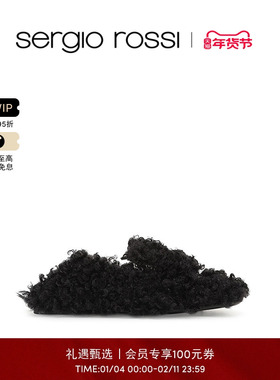 Sergio Rossi/SR女鞋SR1系列方头简约通勤茸茸鞋一脚蹬懒人鞋女