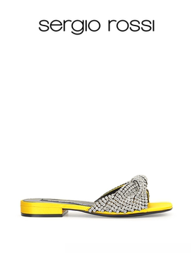 Sergio Rossi/SR女鞋SR EVANGELIE系列钻饰方头凉鞋拖鞋