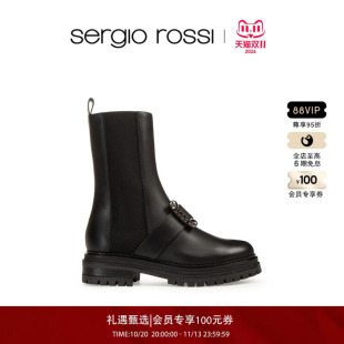 【经典款】Sergio Rossi/SR BIKER PRINCE系列钻扣厚底烟筒靴