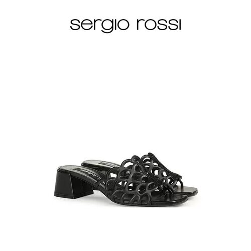 Sergio Rossi/SR女鞋SR MERMAID美人鱼系列方跟镂空高跟凉鞋拖鞋