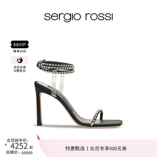 Sergio Rossi SR女鞋 DINASTY系列鉆飾高跟細(xì)跟涼鞋