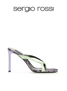 Sergio Rossi/SR女鞋SR ARACNE系列亮面高跟夹脚凉鞋拖鞋