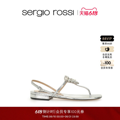 Sergio Rossi/SR女鞋 GODIVA PRECIOUS系列 水钻夹趾平底凉鞋