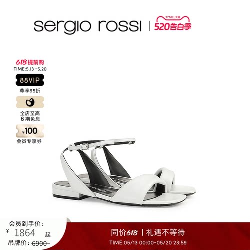 Sergio Rossi/SR女鞋SR SPONGY系列方头平底凉鞋