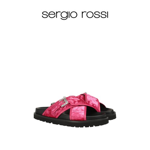 Sergio Rossi/SR女鞋SR TWENTY BUCKLE系列平底凉鞋拖鞋