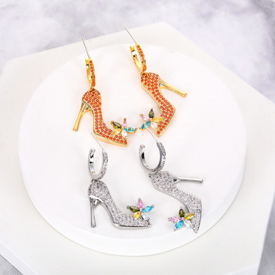 2025年新款彩色高跟鞋造形耳饰S925银针耳环女气质高级感轻奢耳坠