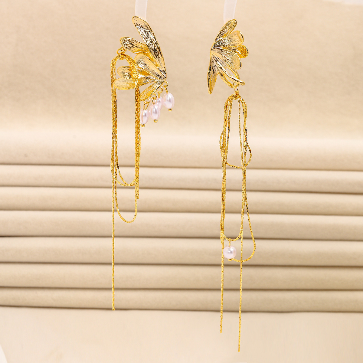 不对称蝴蝶翅膀耳环时尚气质长款流苏个性耳坠百搭超仙耳钉耳饰女