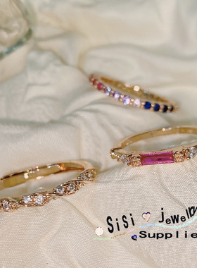 Sisi五彩缤纷糖果彩色宝石戒指 设计师 镀18K金 玫红刚玉小众设计