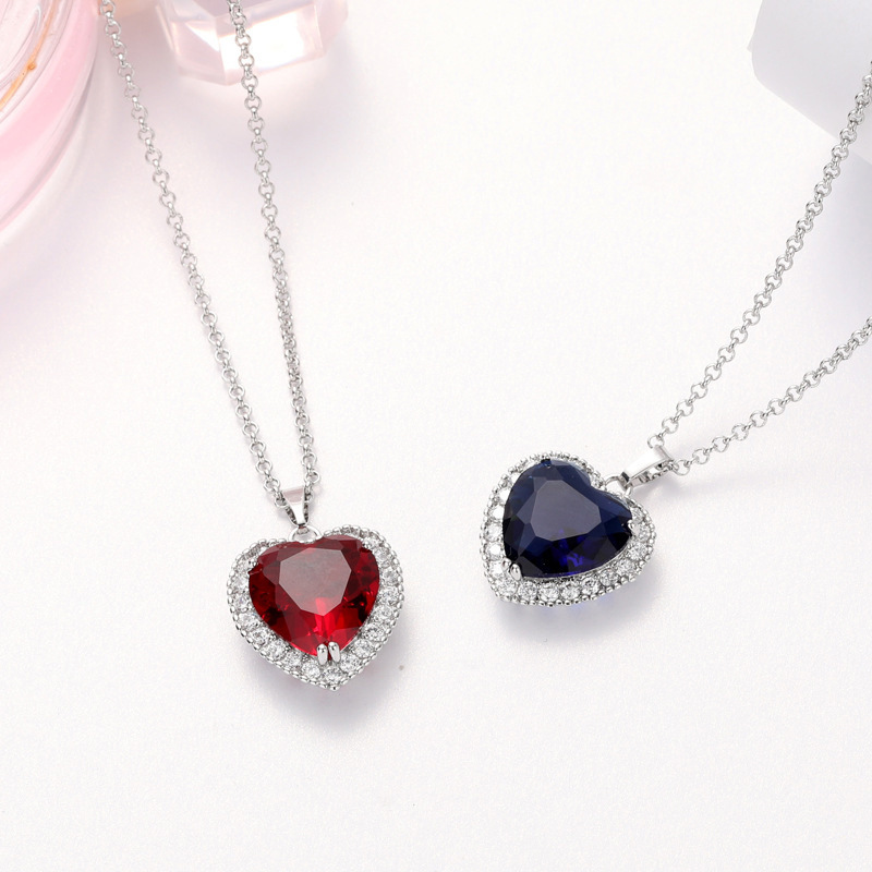 泰坦尼克号欧美满钻海洋之心心形项链女经典个性吊坠