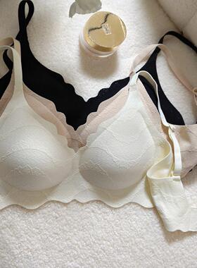 轻薄透气舒适无钢圈内衣聚拢收副乳无痕性感蕾丝防下垂文胸胸罩