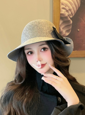出游帽礼帽秋冬羊毛甜美大檐帽