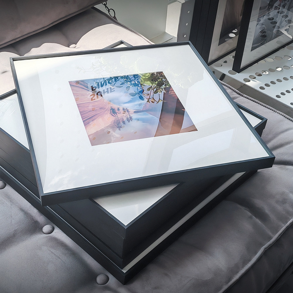 铝合金装裱画框相框定制黑色窄边方形挂画装饰画微喷打印来图制作