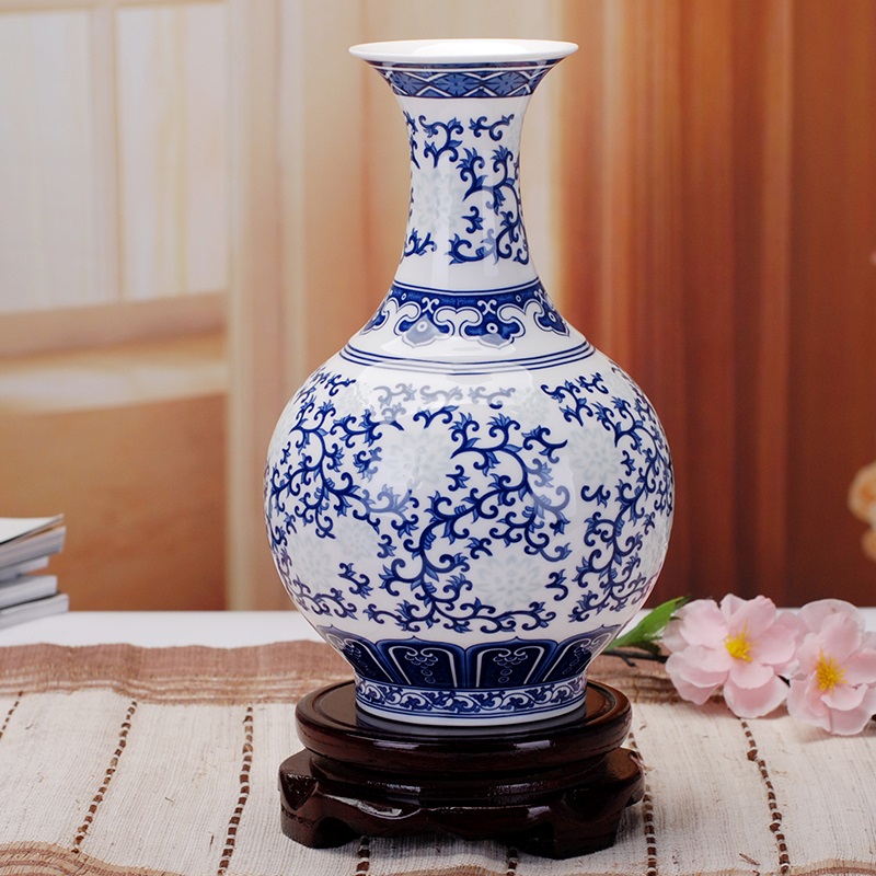 070薄胎骨瓷青花瓷 花瓶 景德镇陶瓷 时尚家居工艺品摆件 客厅装