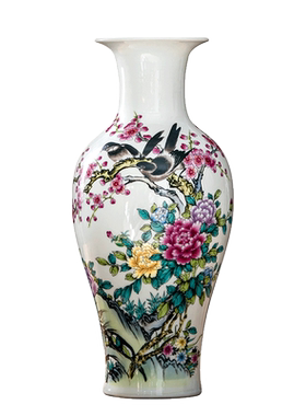景德镇陶瓷干花花瓶小工艺品中式