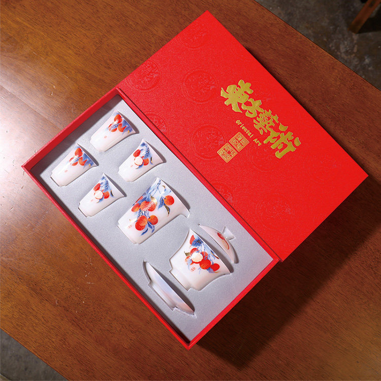 冰种玉瓷功夫茶具盖碗茶杯套装新款泡茶碗专用主人杯高档轻奢礼盒
