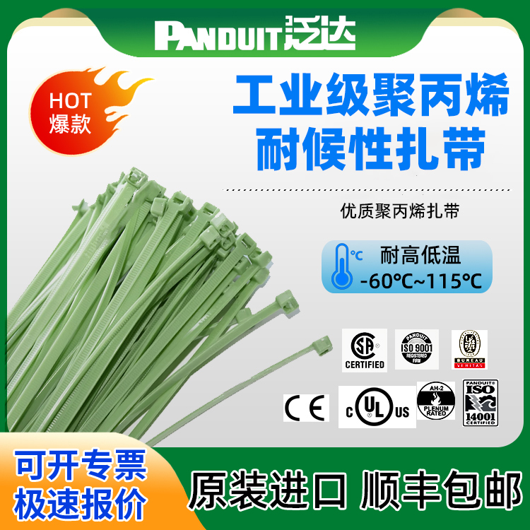 PANDUIT美国泛达原装进口PLT1M-M109聚丙烯耐酸碱耐化学PP扎带