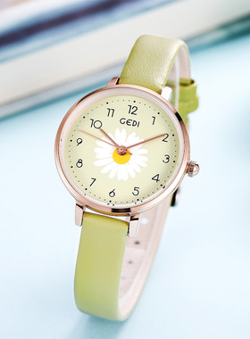 GEDI新款抖音网红同款潮流个性小雏菊学生数字面防水石英女表