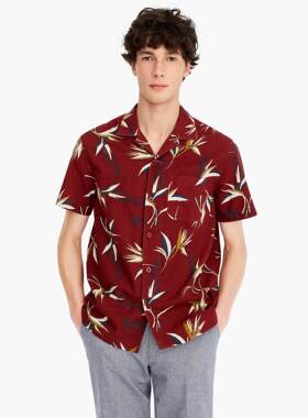 J.crew度假热带夏沙滩花衬衫复古WB夏威夷ALOHA印花短袖衬衫Jcrew