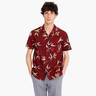 J.crew度假热带夏沙滩花衬衫复古WB夏威夷ALOHA印花短袖衬衫Jcrew