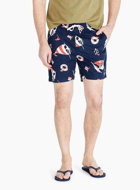 J.crew6寸抽绳松紧短裤Dock沙滩裤健身裤居家裤休闲短裤男Jcrew