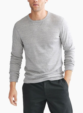 J.crew美式休闲简约扭纺高弹力保暖透气纯色打底修身长袖T恤Jcrew