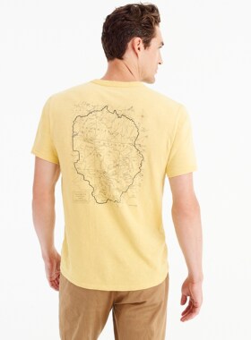 J.crew复古竹节棉攀岩地图酋长岩印花文化圆领短袖T恤男体恤JCrew