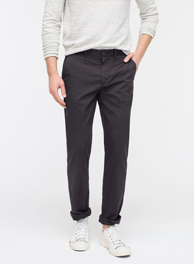 J.crew夏款简约修身窄脚有机棉混纺弹力机能休闲长裤男JCREW