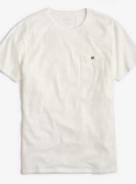 J.crew修身纽扣JC复古口袋短袖T恤男阿美咔叽贝克汉姆同款Jcrew