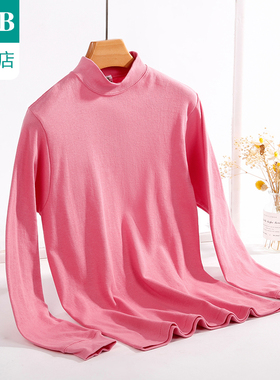 A＆Bab内衣女士保暖上衣单件薄款纯棉半高领内穿贴身棉毛衫T668