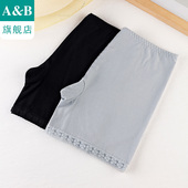 弹力罗纹蕾丝拼接透气中腰抗菌安全裤 ab内衣薄款 女士平脚裤 Y152