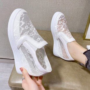 内增高透气镂空小白鞋2026夏季新款百搭轻便软底网面运动休闲女鞋