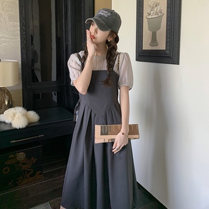 法式优雅连衣裙女2025年夏季新款高级感短袖上衣吊带裙图片