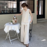 休闲气质拼接背心阔腿裤套装女夏清纯系韩系绝美两件套巨好看显瘦，女装套装/套裙，浙宝157（原165A）