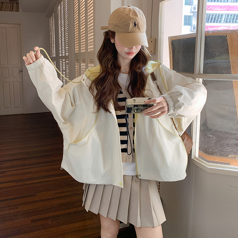 【现货】撞色连帽冲锋衣外套157-9006-P145-K208，女装短外套，浙宝157（原165A）