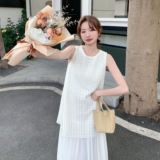 法式白色镂空假两件连衣裙女夏季2025新款超好看蕾丝花边背心长裙，女装连衣裙，浙宝157（原165A）