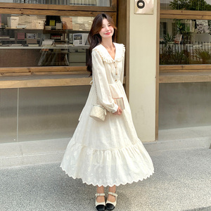 【现货】复古翻领绣花连衣裙 157-8718-P145-K208图片