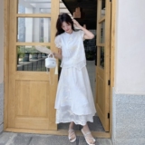夏款新趋势无袖吊带仙女裙2025新款新中式拼接提花衬衫半裙套装，女装套装/套裙，浙宝157（原165A）