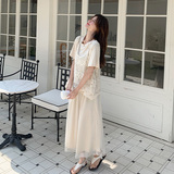 小众不撞款套装半身裙2025新款女夏时尚高级感镂空上衣T恤三件套，女装套装/套裙，浙宝157（原165A）