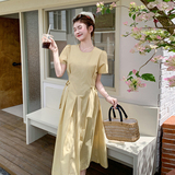 法式设计感简约泡泡袖显瘦连衣裙女2025夏季时髦高级感优雅长裙潮，女装连衣裙，浙宝157（原165A）