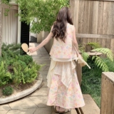 多巴胺少女碎花套装裙女2025夏季新款甜美背心半身裙小个子两件套，女装套装/套裙，浙宝157（原165A）