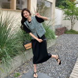 宽松中式牛仔马甲长裙夏季2025新款休闲直筒T恤裙百搭，女装连衣裙，浙宝157（原165A）