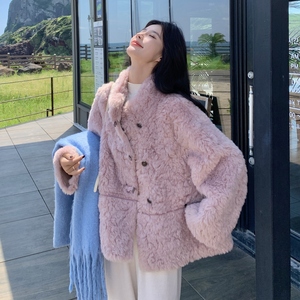 【现货】 蝴蝶扣皮毛一体毛绒外套 157-2282-P215K328，女装短外套，浙宝157（原165A）