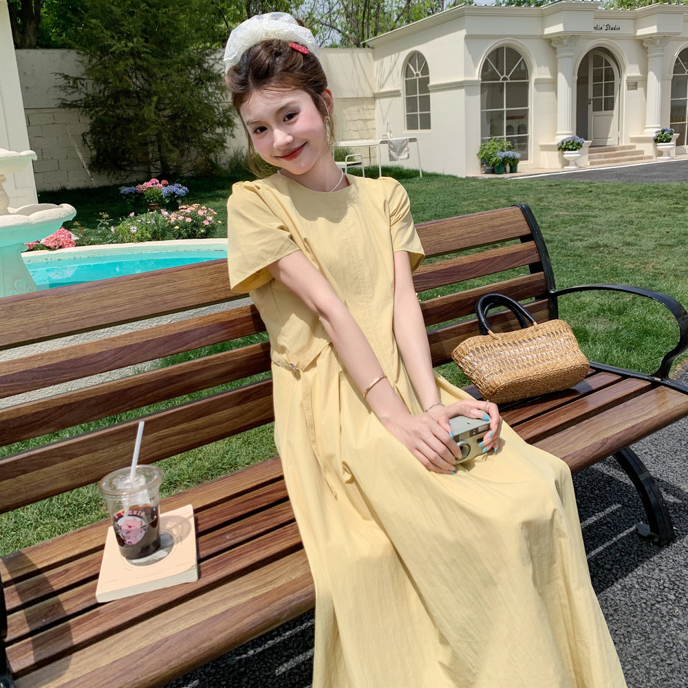法式设计感简约泡泡袖显瘦连衣裙女2025夏季时髦高级感优雅长裙潮,女装连衣裙,浙宝157（原165A）