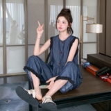 减龄花边拼接牛仔马甲阔腿裤套装女夏2025新款大方得体穿搭两件套，女装套装/套裙，浙宝157（原165A）